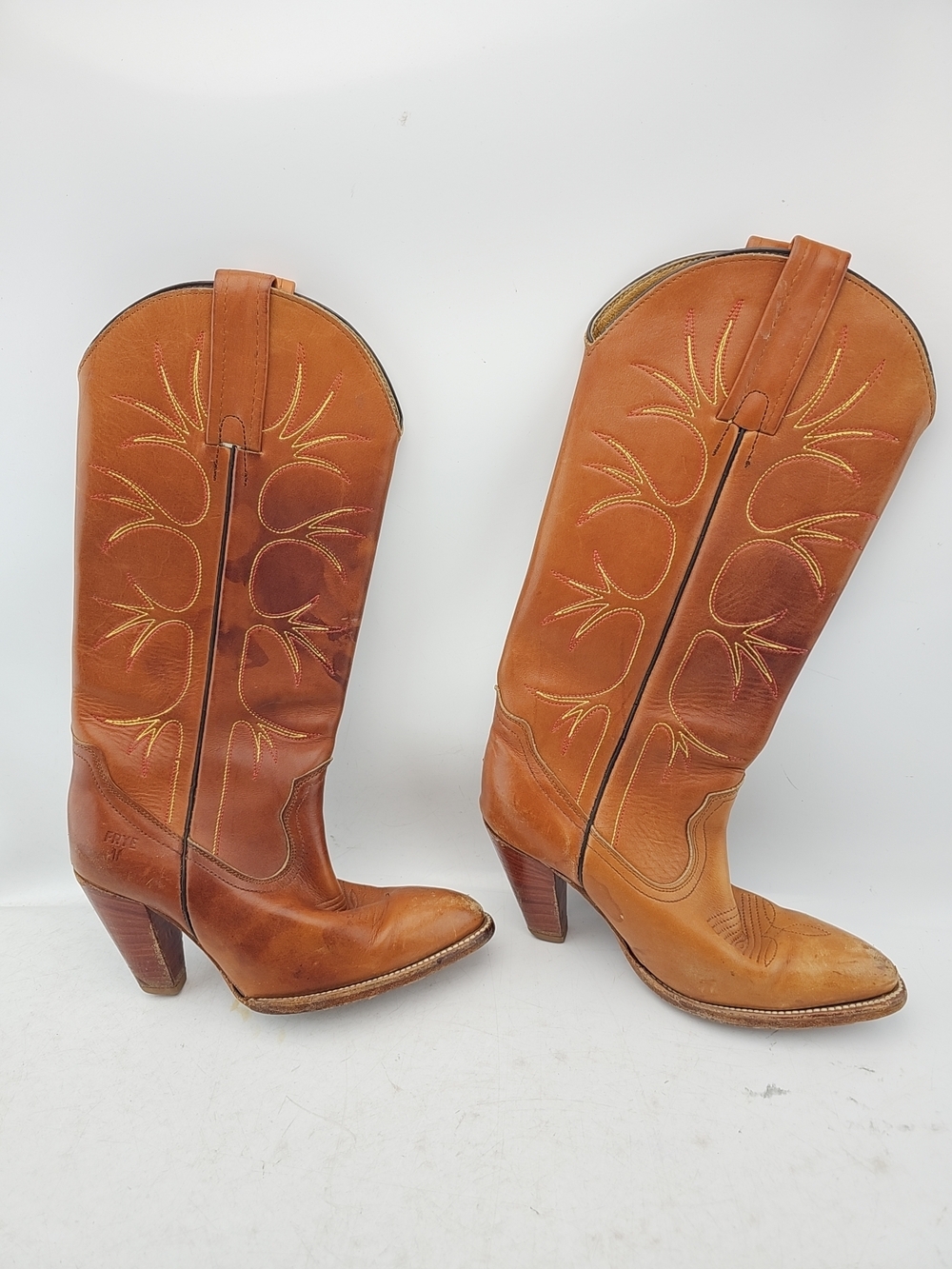 Frye Brown Leather Tall Cowboy Boots - Picture 3 of 5